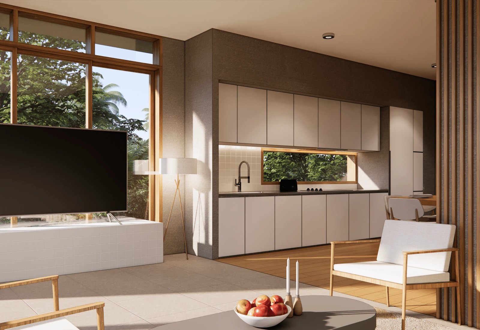 Pahili Loft Lamai — two-bedroom duplex living area